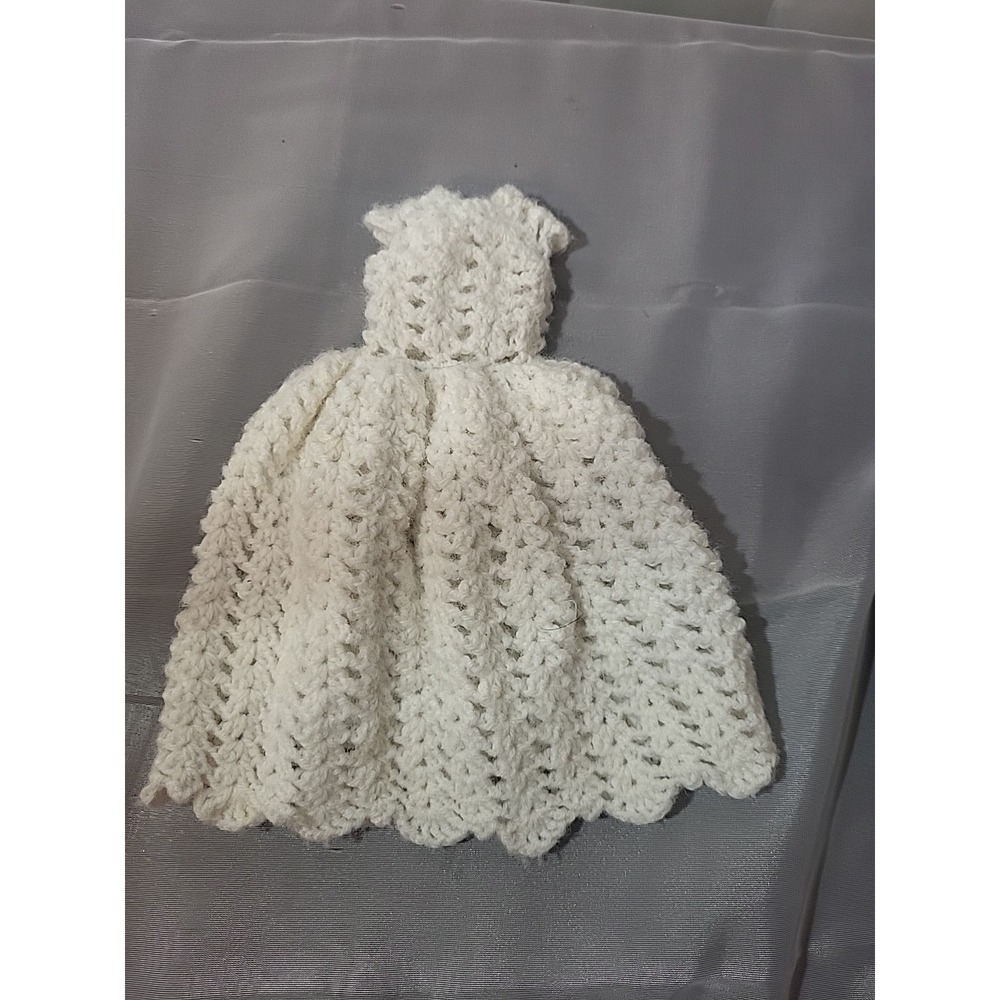 Vintage Barbie Doll Crochet Knit Dress White Clothes